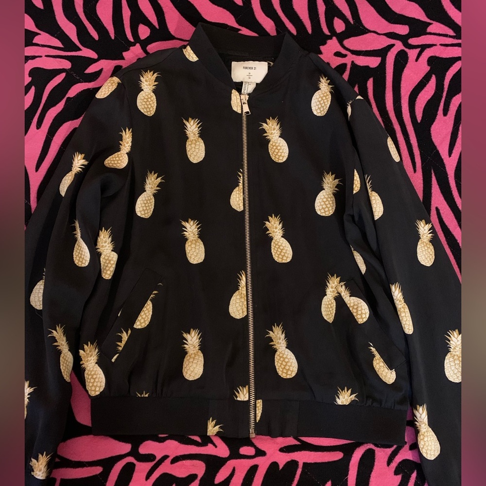 Pineapple Satin Bomber Jacket